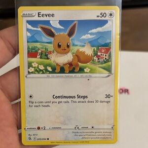Pokemon Eevee Card with Yellow Border